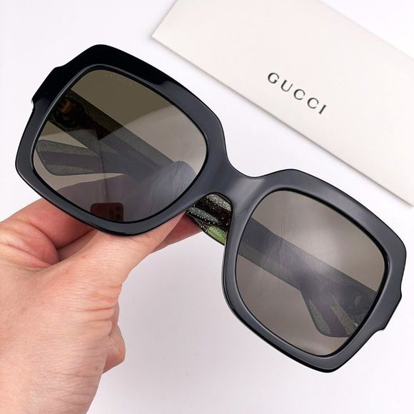 GUCCI WEB GG0036SN 002 Sunglasses Black Green Red Square Women - Picture 1 of 10